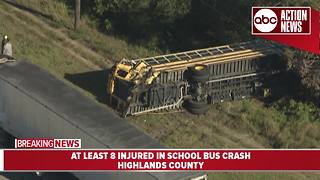 Students, bus driver injured in school bus crash involving tractor trailer in Highlands County