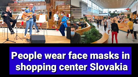 People wear face masks in shopping center AVION Slovakia