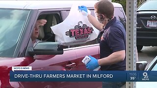 Local steakhouse offering fresh produce at drive-thru farmers market