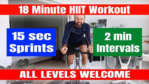 Spin Class - 18 Minute Indoor Cycling HIIT Workout - 15 Second Sprints