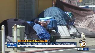 San Diego opens massive tent to house homeless