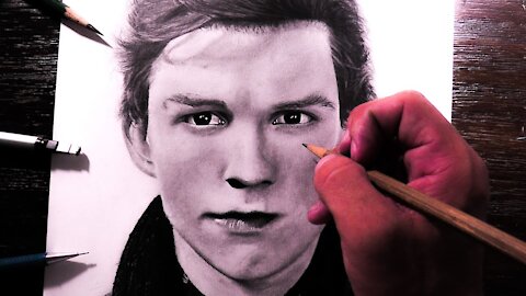 Drawing a Portrait of Tom Holland in Pencil