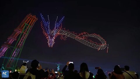 Dragon Drone Show in Nanning, China during the Chinese New Year Celebrations