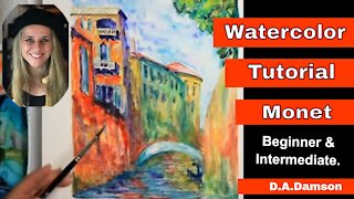 Claude Monet tutorial in watercolor - Venice Italy