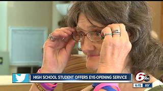 Student helps soup kitchen customers get new glasses