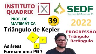 As áreas dos quadrados formam um progressão geométrica | Questão 39 da SEDF 2022 - banca Quadrix