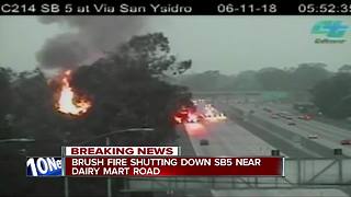Brush fire forces closure of I-5 lanes in San Ysidro