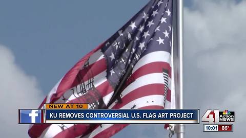 KU removes controversial flag art piece