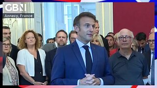 French President Macron addresses first responders following knife attack in Annecy