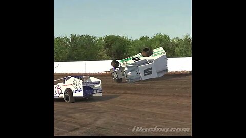 iRacing Dirt Modified Muddy Mayhem; Cars Crashing and Flipping End Over End and Side Over Side! 🏁