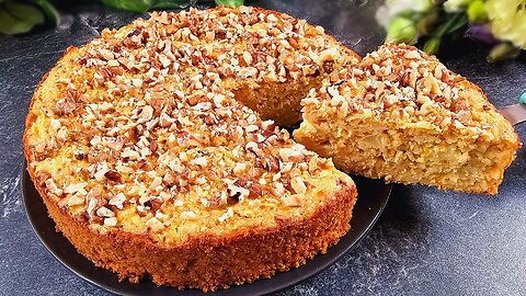 Take oats, apples and nuts and make this healthy cake! No flour, No Sugar, No butter!