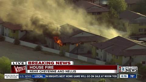 Apartment building on fire near Cheyenne, Nellis