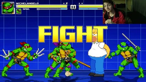 Teenage Mutant Ninja Turtles Characters (Leonardo And Raphael) VS Homer Simpson In A Battle In MUGEN