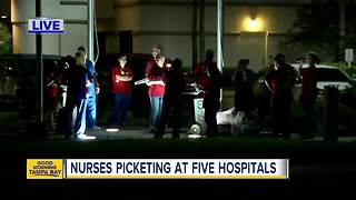 HCA nurses picket at five Tampa Bay area hospitals over staffing concerns