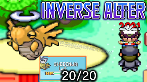 Pokemon Inverse Alter by Master of None - GBA Hack ROM, HP of Pokemon is 1 but Shedinja has 20 HP