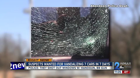Suspects wanted for vandalizing 7 cars over a 7-day period