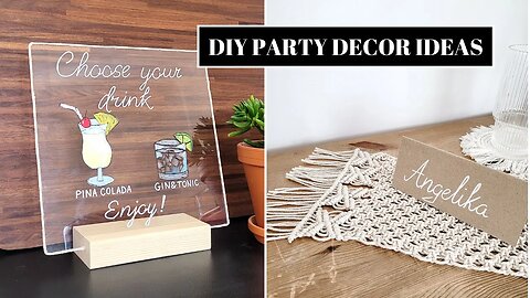 DIY PARTY/ WEDDING DECOR IDEAS - Drink Display Sign & Macrame Table Placemat