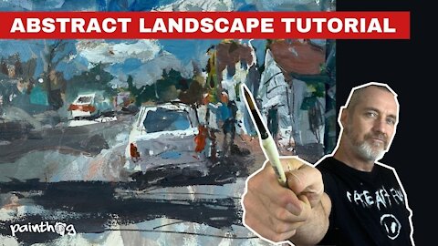 Amazing ABSTRACT Cityscape Painting TUTORIAL; Mixed Media With ACRYLIC & COLLAGE