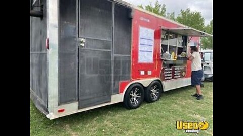 Used 2015 - 8' x 20' Barbecue Concession Trailer with Screened Porch for sale in Oklahoma!