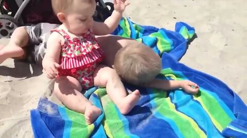 Try Not To Laugh Funniest Babies on the Beach Pew Baby 7