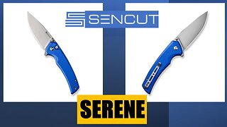 SENCUT SERENE BUTTON LOCK FOLDING KNIFE BRIGHT BLUE ALUMINUM HANDLE D2 DROP POINT PLAIN EDGE