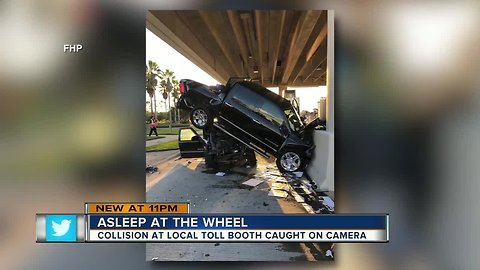 CAUGHT ON CAMERA: Troopers say a drowsy driver caused a crash at a Polk County toll booth