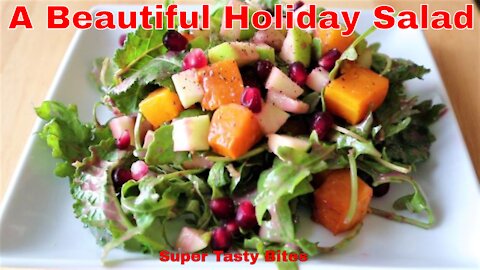 Roasted Butternut Squash Pomegranate Dressing Salad Recipe - Paleo and Keto Friendly