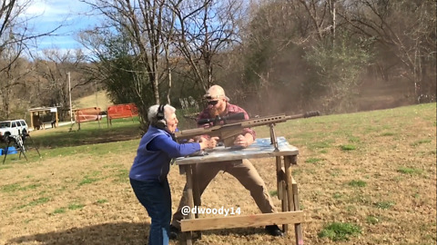Fearless grandma shoots semi-automatic rifle with ease!