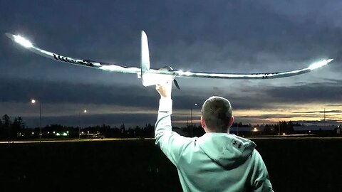 E-flite Night Radian RC Glider - FT 2M Powered Sailplane Night Flight