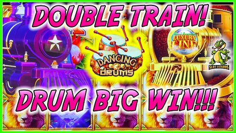 DOUBLE TRAIN DRUMS BIG WIN COMEBACK! Dancing Drums VS Luxury Line 50 Lions VS Ocean Magic Grand Slot