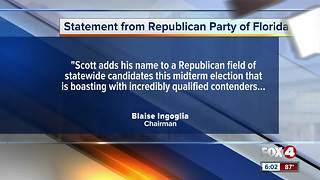 Political parties respond to Governor Rick Scott running for U.S. Senate against Senator Bill Nelson