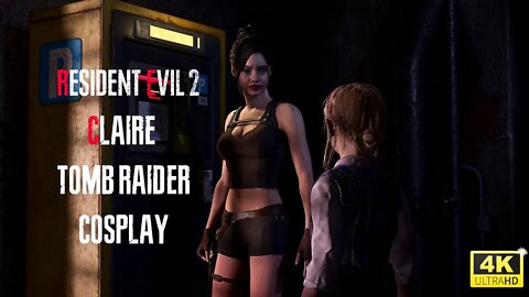 Resident Evil 2 Remake Claire Tomb Raider cosplay [4K]