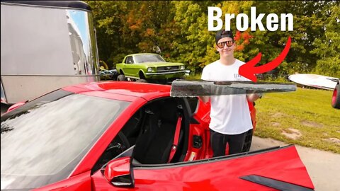 Ben breaks his window on his new C8 corvette
