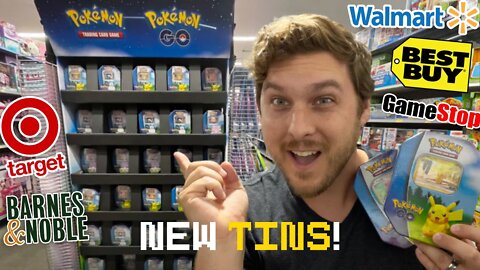 Pokemon GO Tin *FOUND* while Hunting at Barnes & Noble, Walmart, & more! (Pokémon Card Opening)