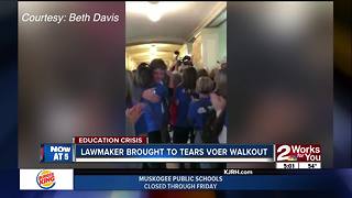 State Rep gets emotional as teachers cheer