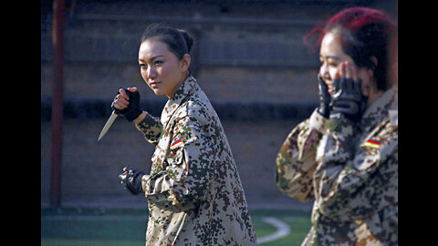 CHINESE MILITARY WOMEN KNIFE TRAINING
