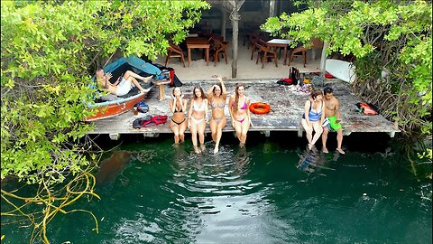 Tulum Goddesses at Sacred Cenote filmed via Drone by David Orland Brown