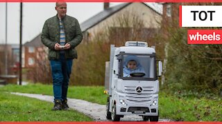 Uncle builds huge remote controlled truck for nephew