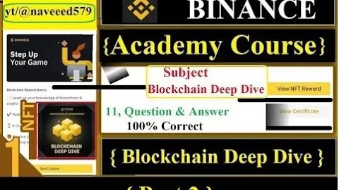 Get Free NFT & Certificate || Blockchain Deep Dive || Binance Academy Course Quiz Answers Part 2