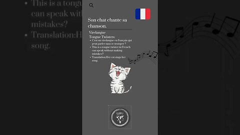 🇫🇷 Tongue Twisters/Virelangue-Son chat chante sachanson.