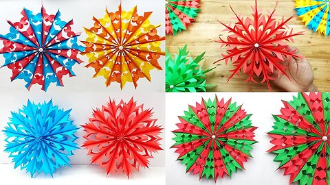4 Unique 3D Paper Snowflakes Making | Paper Cutting Snowflake Design | Easy Paper Crafts
