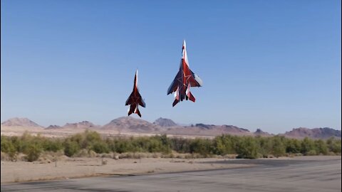 Fantastic dance of military fighters MIG-29