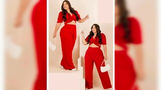 ✔️ PLUS SIZE CROPPED DE AMARRAÇÃO E CALÇA PANTALONA MODA FEMININA