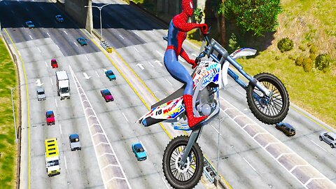 GTA V : Spiderman Dangerous stunts on bike with winfrey gaming EPS. 19