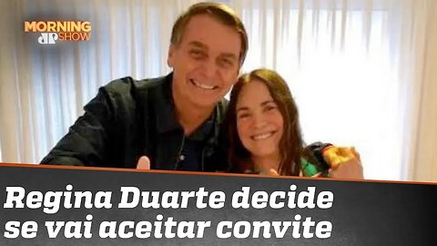 Regina Duarte responde hoje se aceita comandar a Cultura