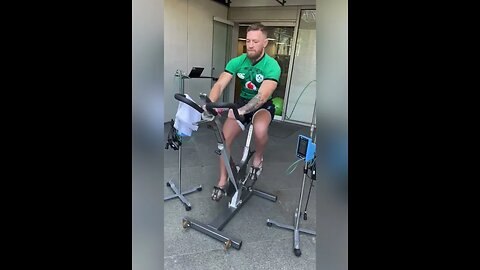 Conor Mcgregor already training on exercise bike with no leg cast