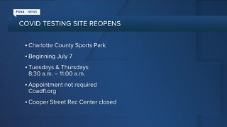 Testing site information for Charlotte County and Cape Coral