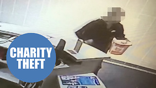 Suspected fraudster couple were caught on CCTV stealing a charity tin