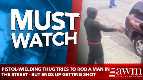 Pistol-wielding thug tries to rob a man in the street - but ends up getting SHOT
