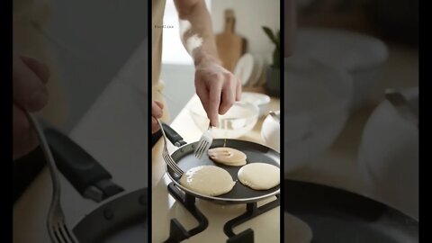 Flipping A Pancake From The Pan Using Fork #food #foodline #love